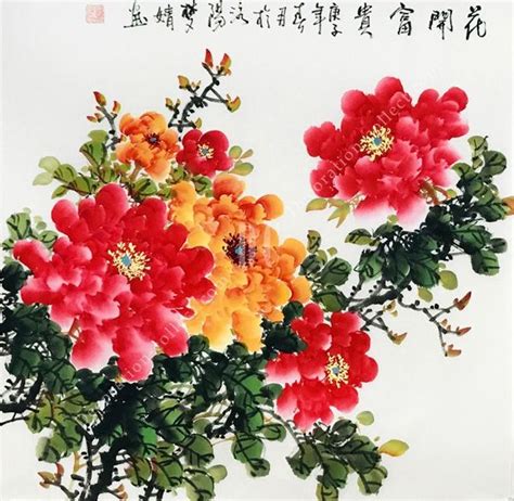 牡丹花畫哪裡買|水墨牡丹花掛畫專賣